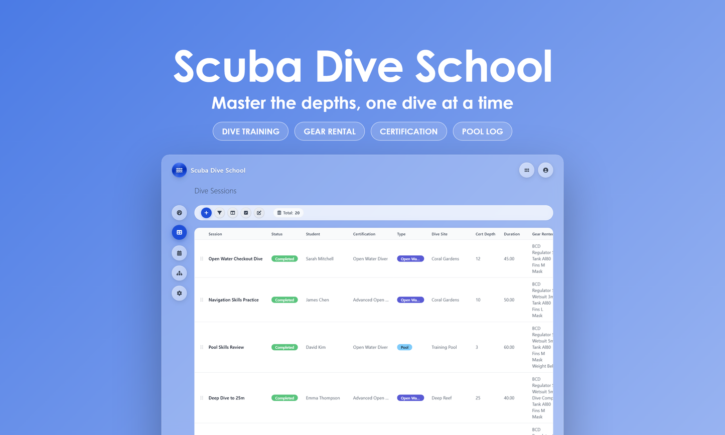 Scuba Dive School - Grid