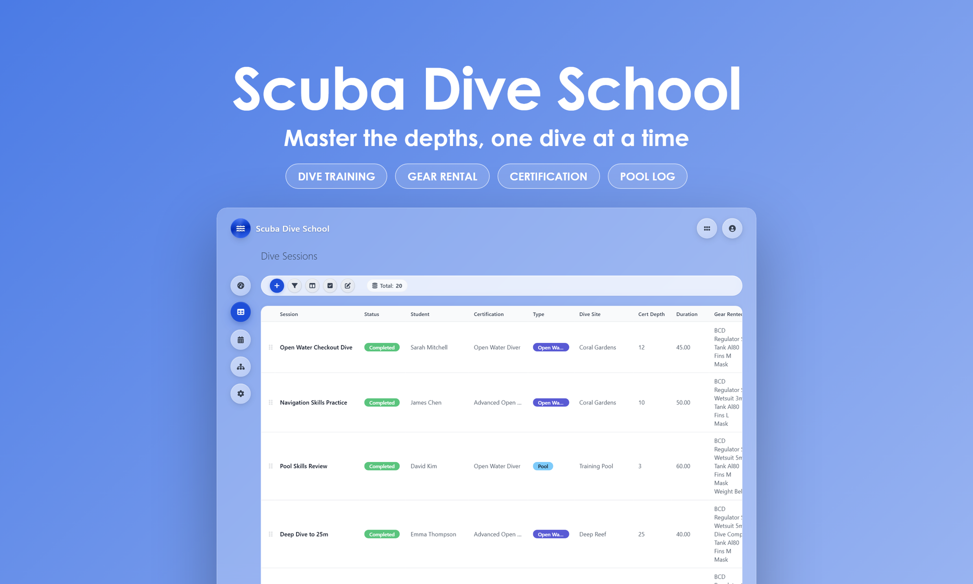 Scuba Dive School - Grid