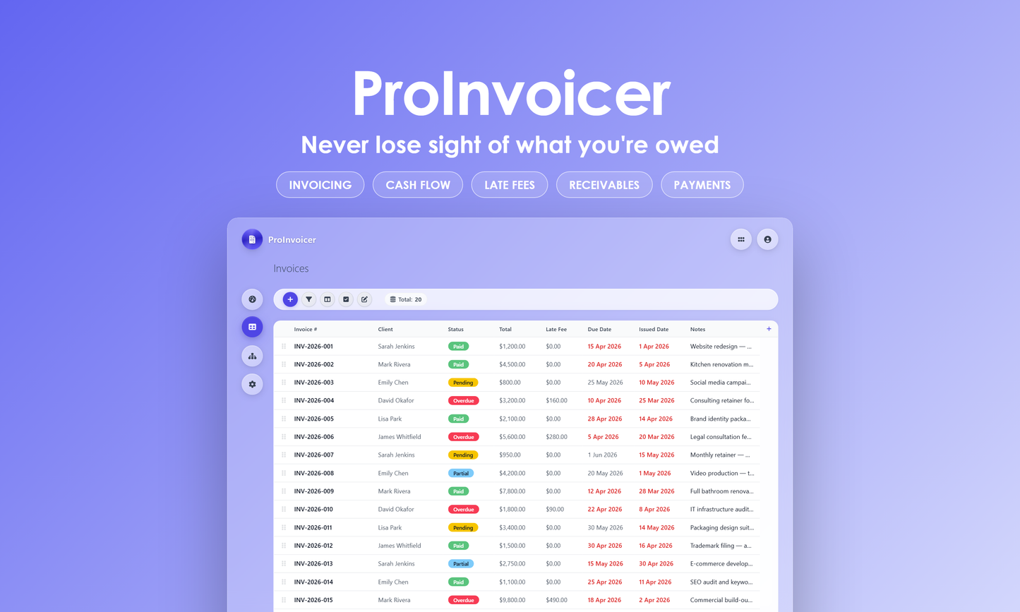 ProInvoicer - Grid