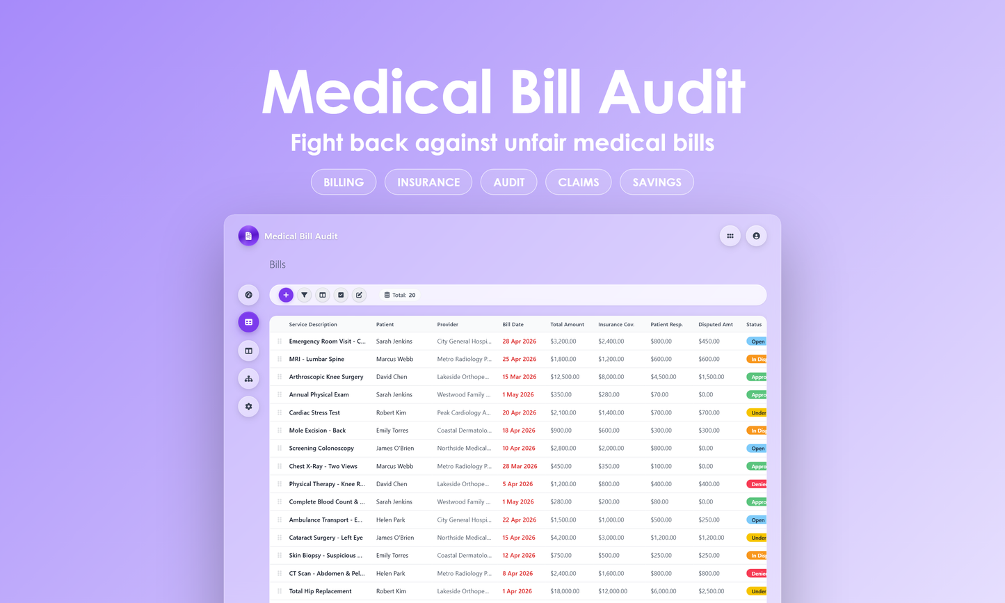 Medical Bill Audit - Grid