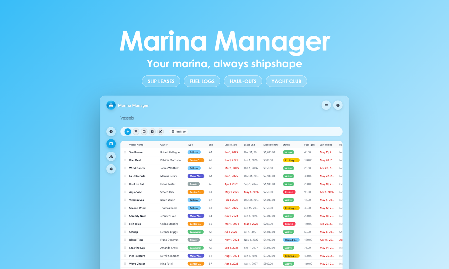 Marina Manager - Grid