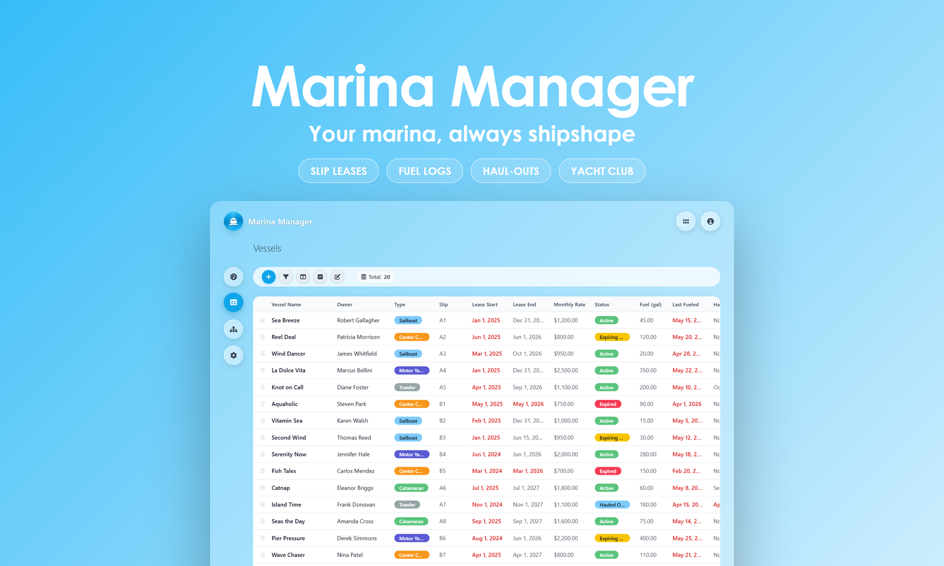 Marina Manager - Grid