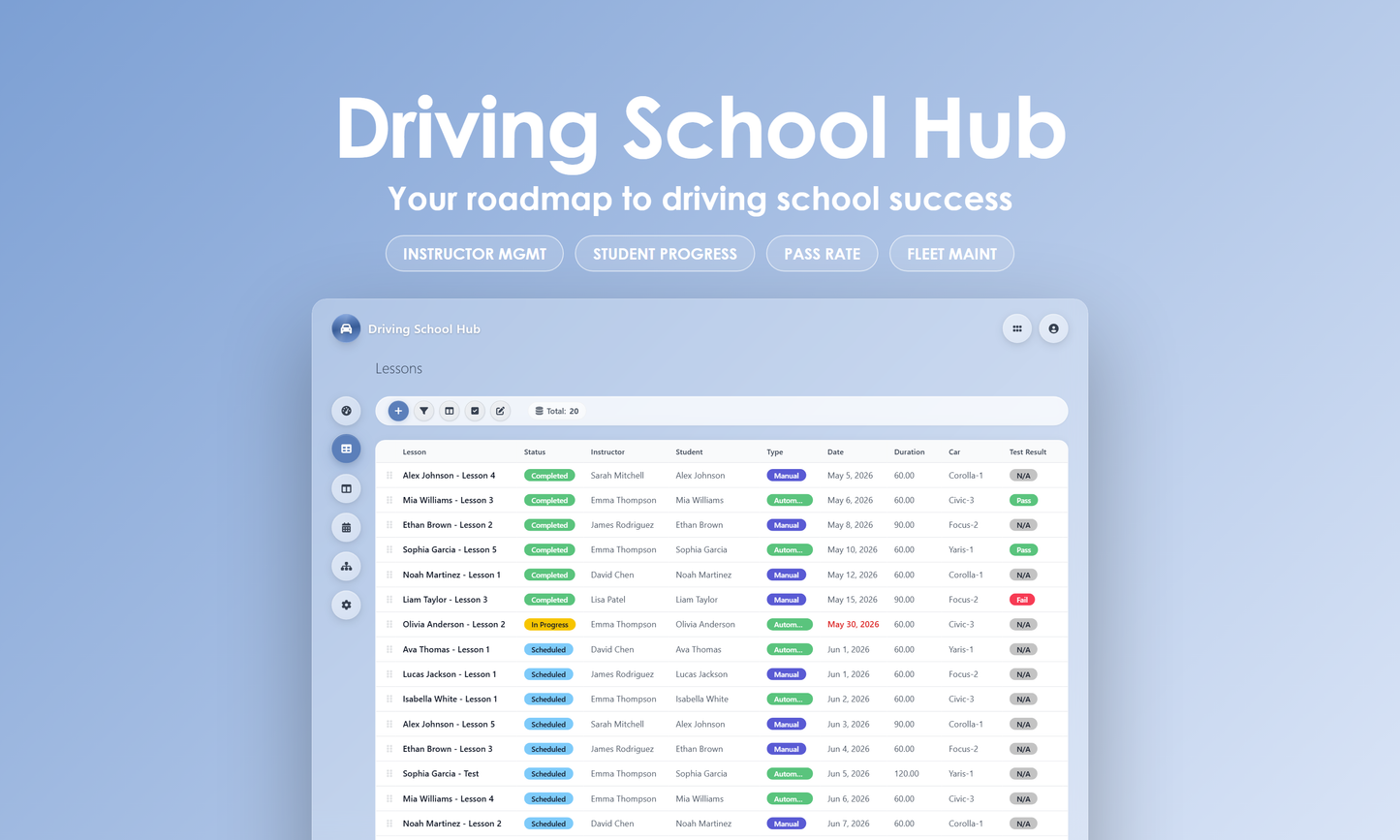 Driving School Hub - Grid