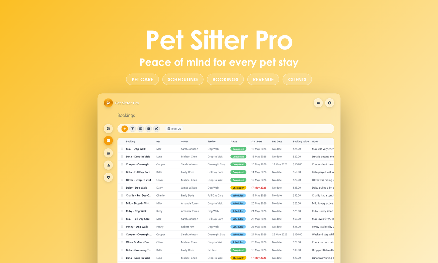 Pet Sitter Pro - Grid