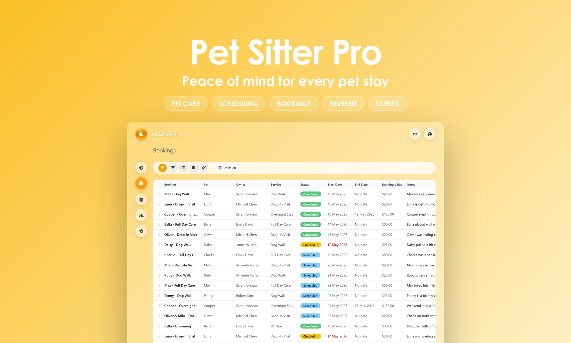 Pet Sitter Pro - Grid