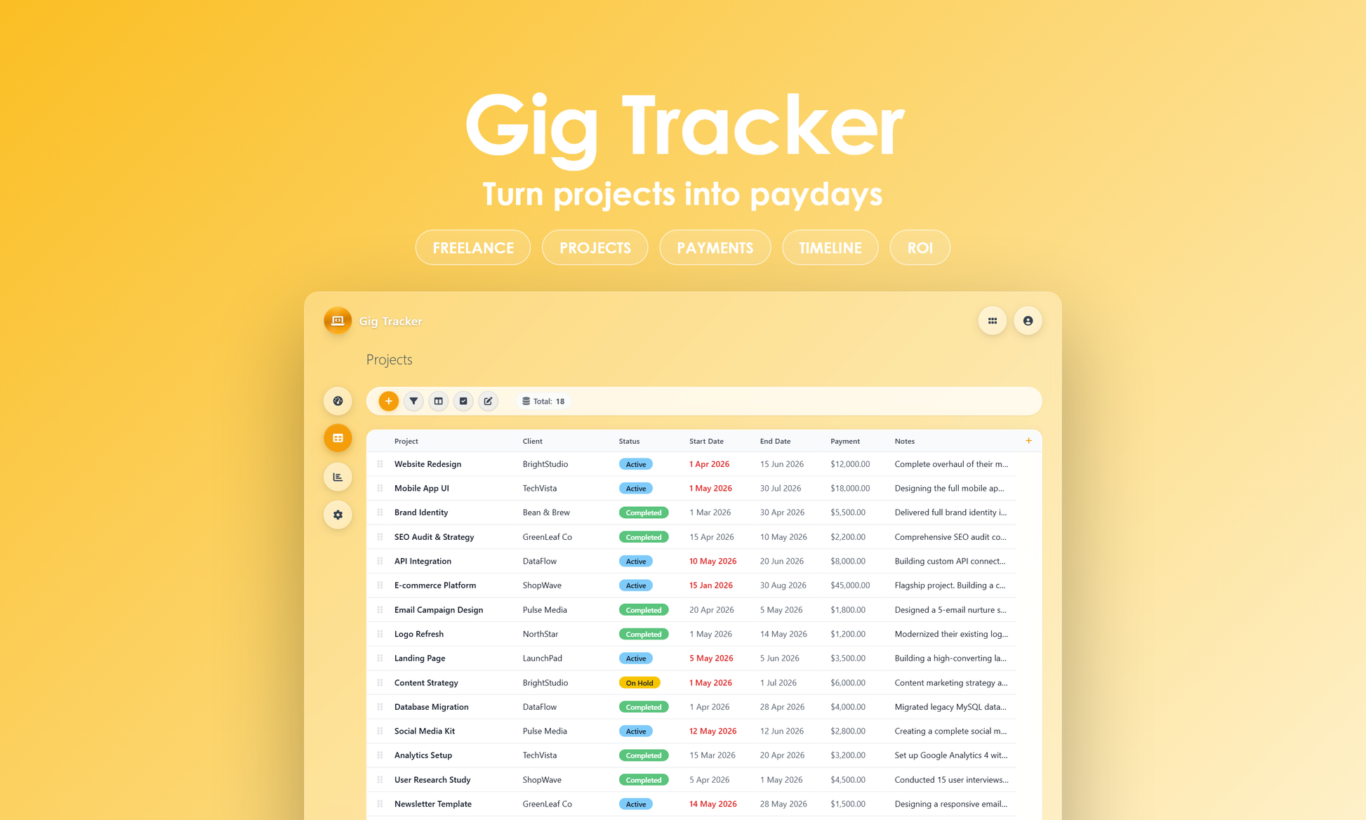 Gig Tracker - Grid