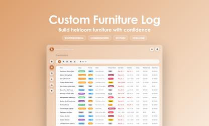 Custom Furniture Log - Grid
