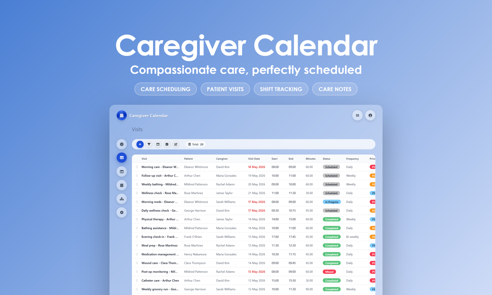 Caregiver Calendar - Grid