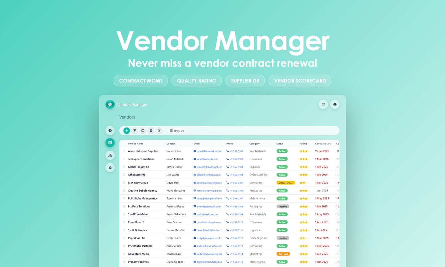 Vendor Manager - Grid