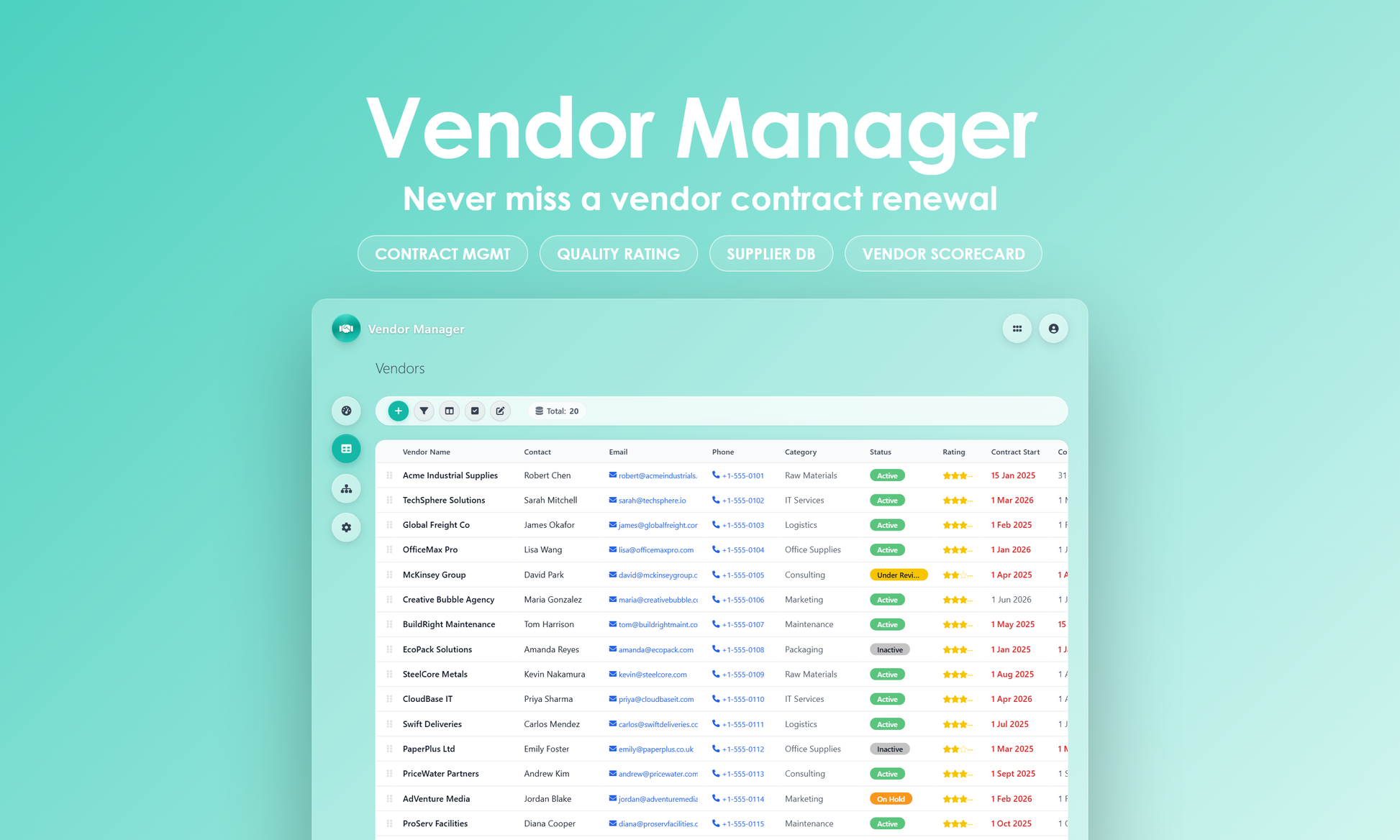 Vendor Manager - Grid