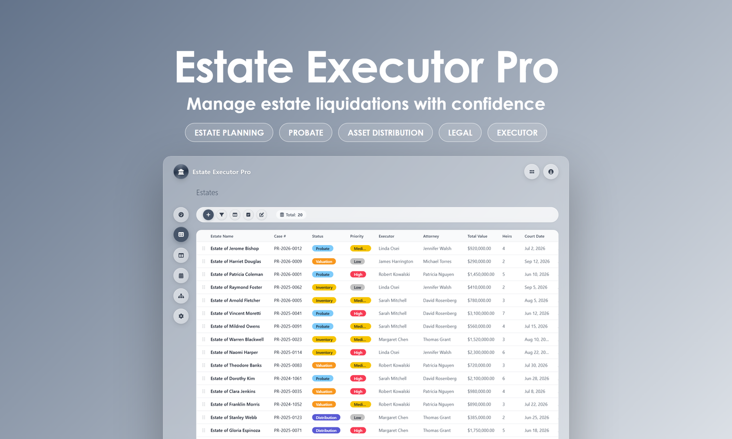 Estate Executor Pro - Grid