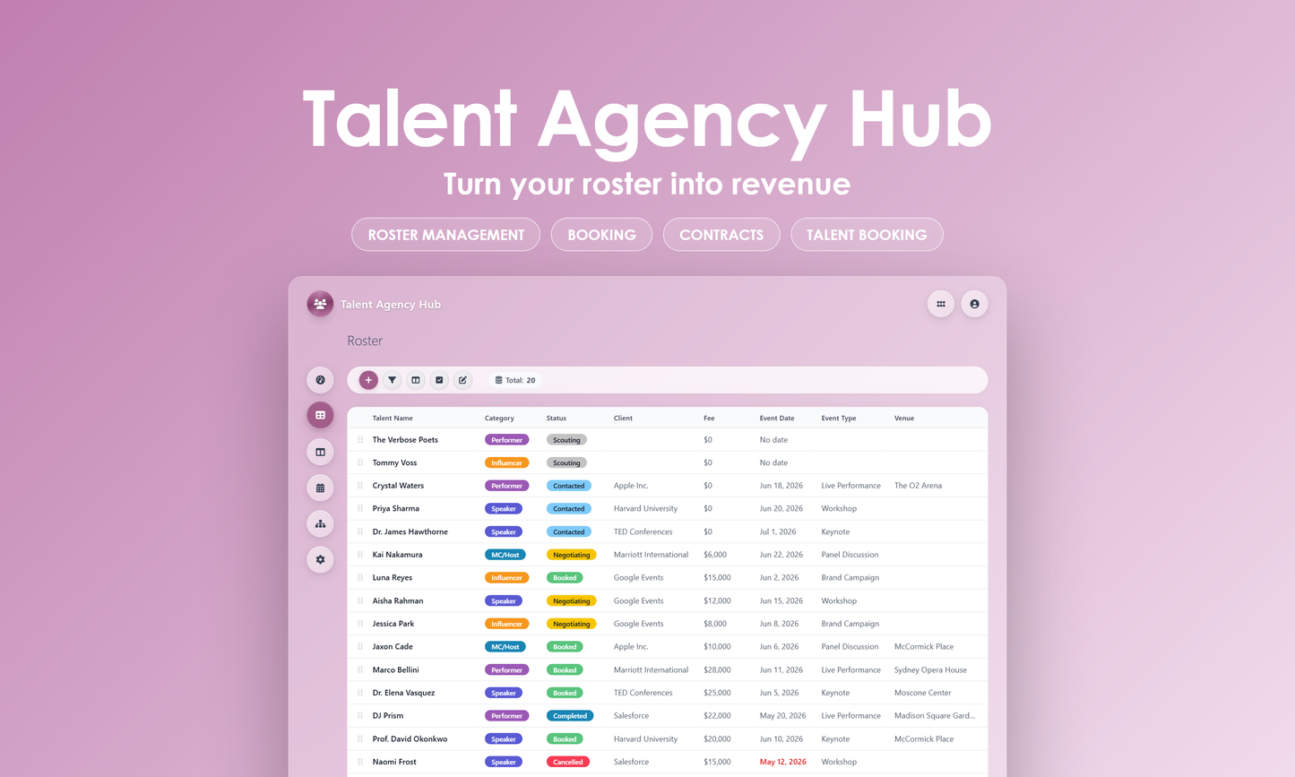 Talent Agency Hub - Grid