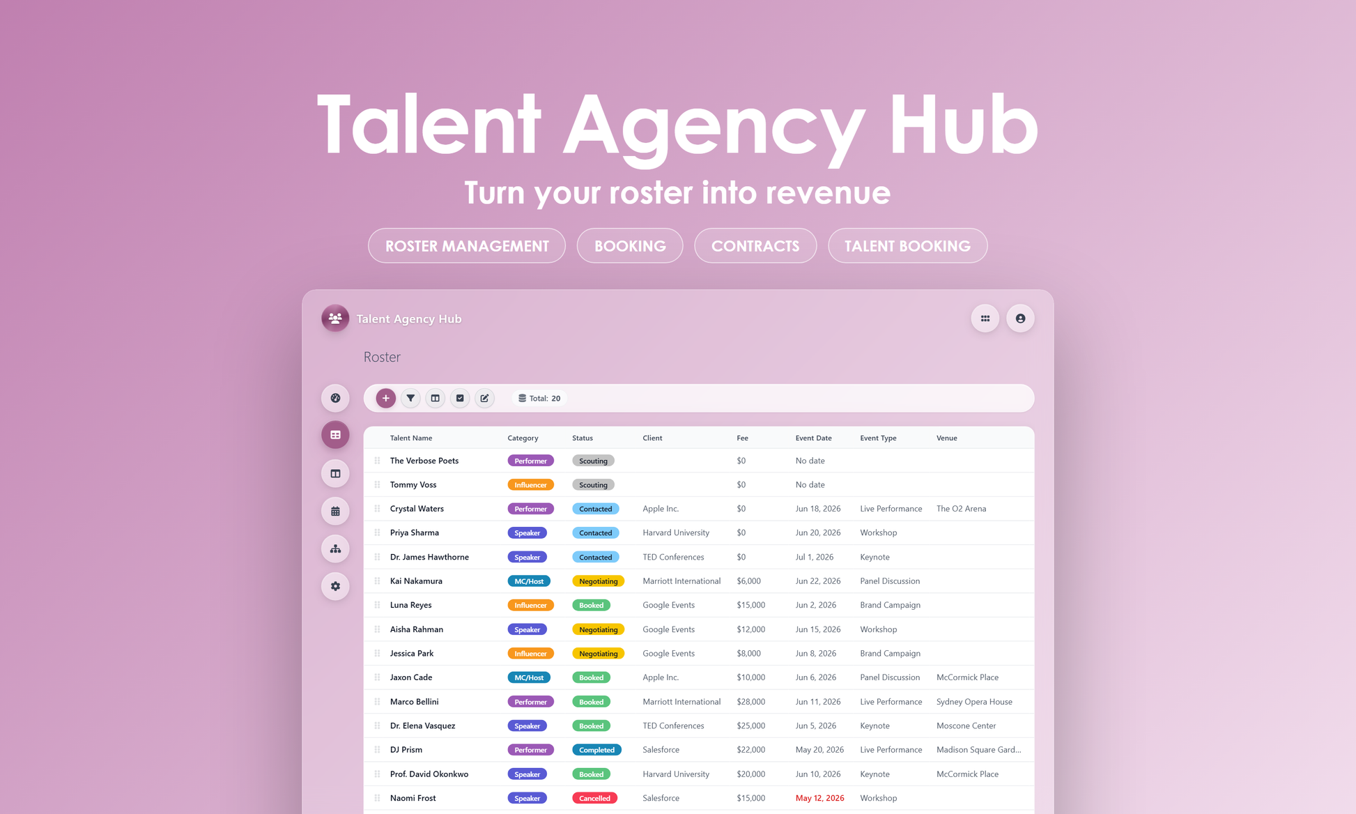 Talent Agency Hub - Grid