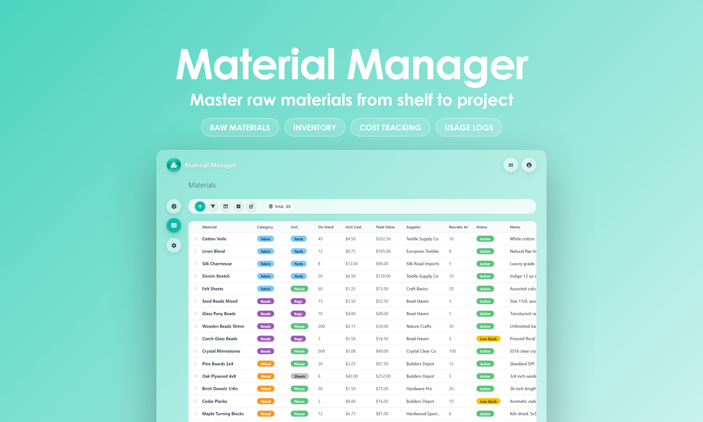 Material Manager - Grid