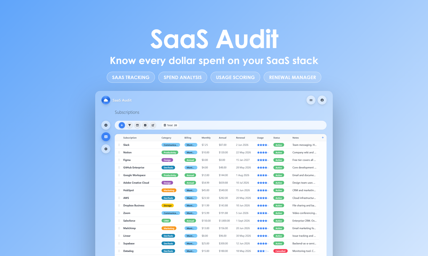 SaaS Audit - Grid