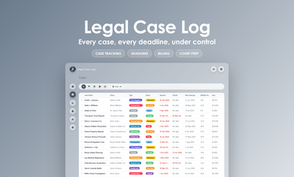 Legal Case Log - Grid