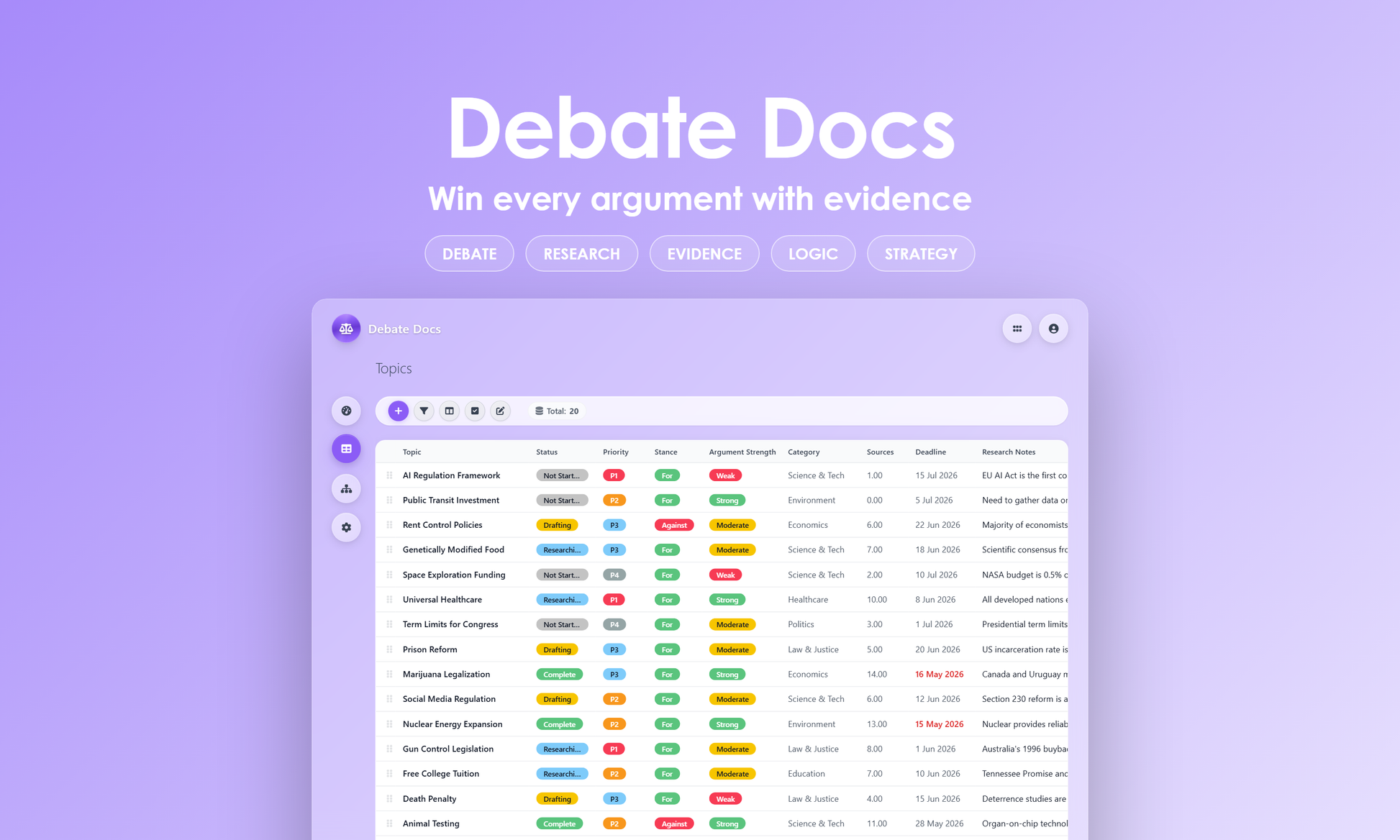 Debate Docs - Grid