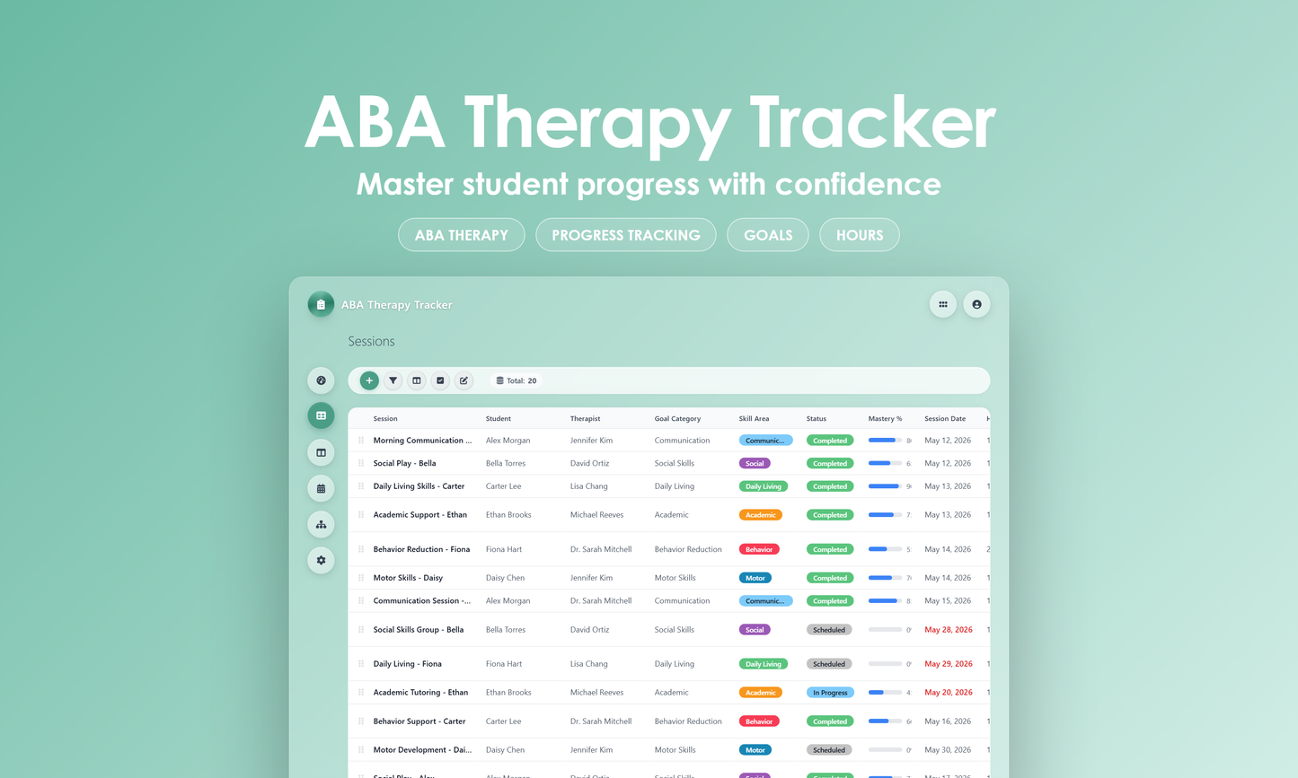 ABA Therapy Tracker - Grid