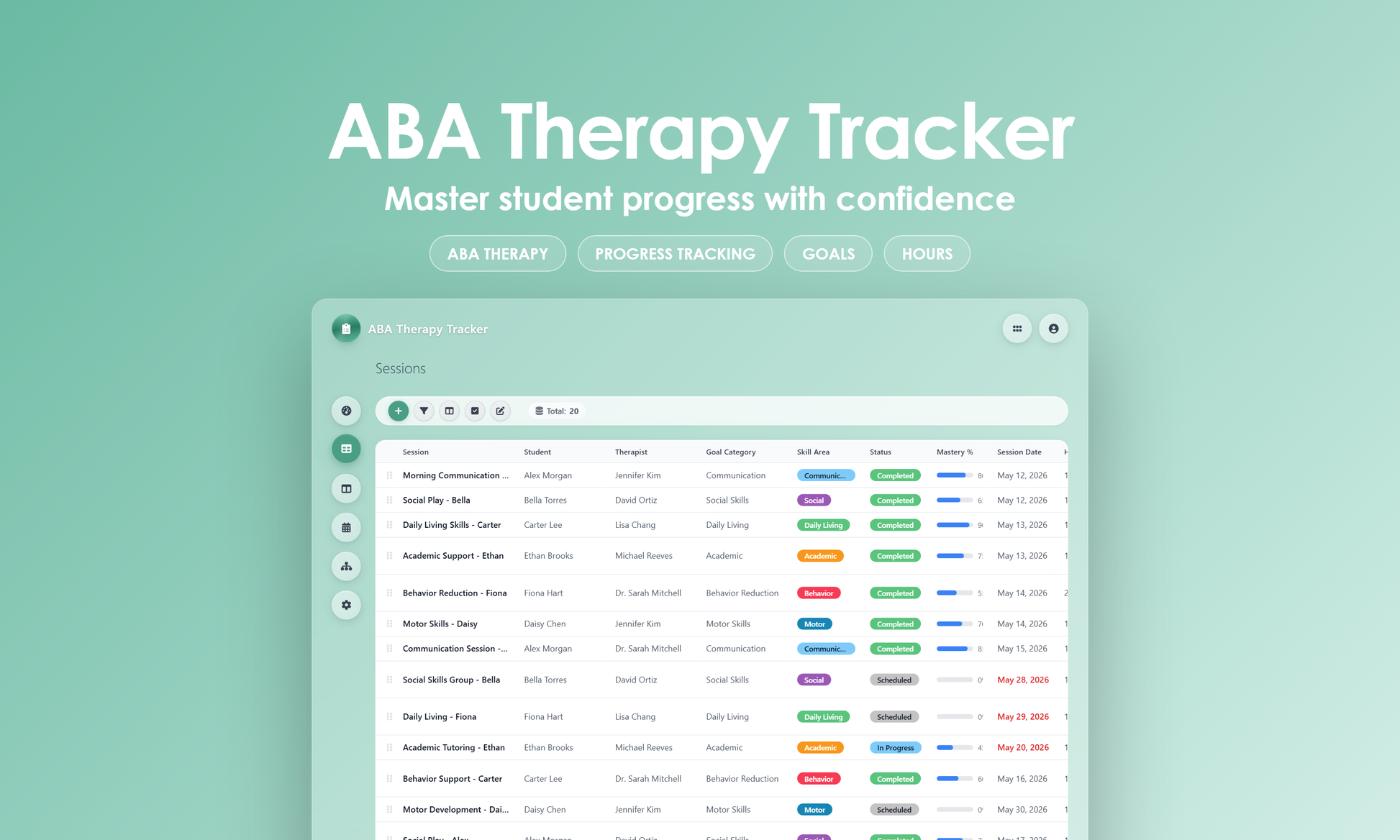 ABA Therapy Tracker - Grid