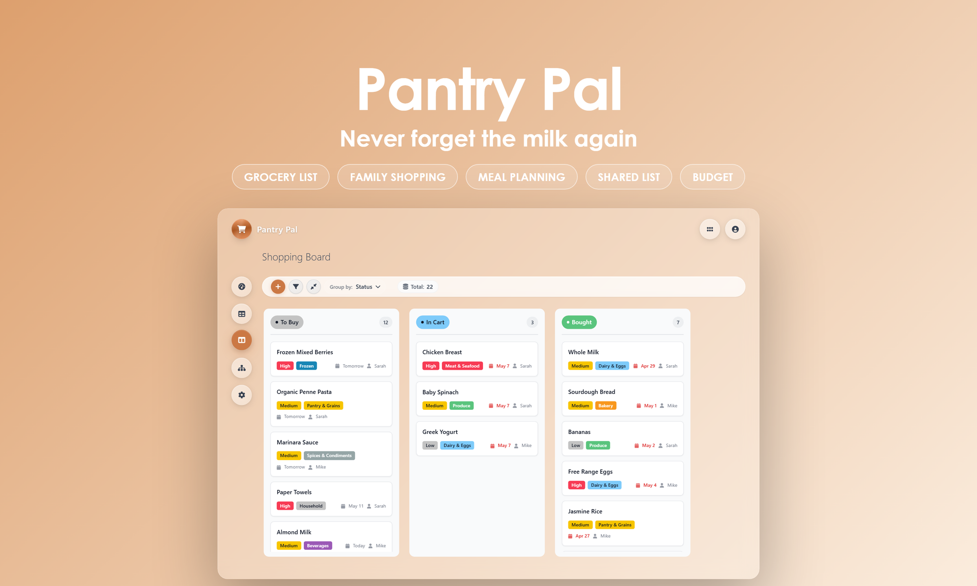 Pantry Pal - kanban