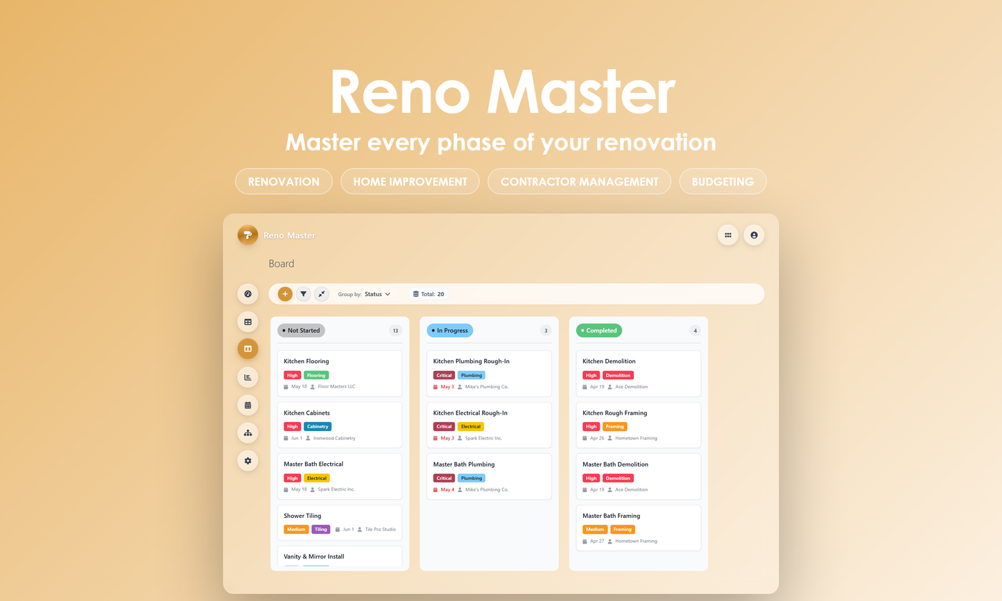Reno Master - kanban