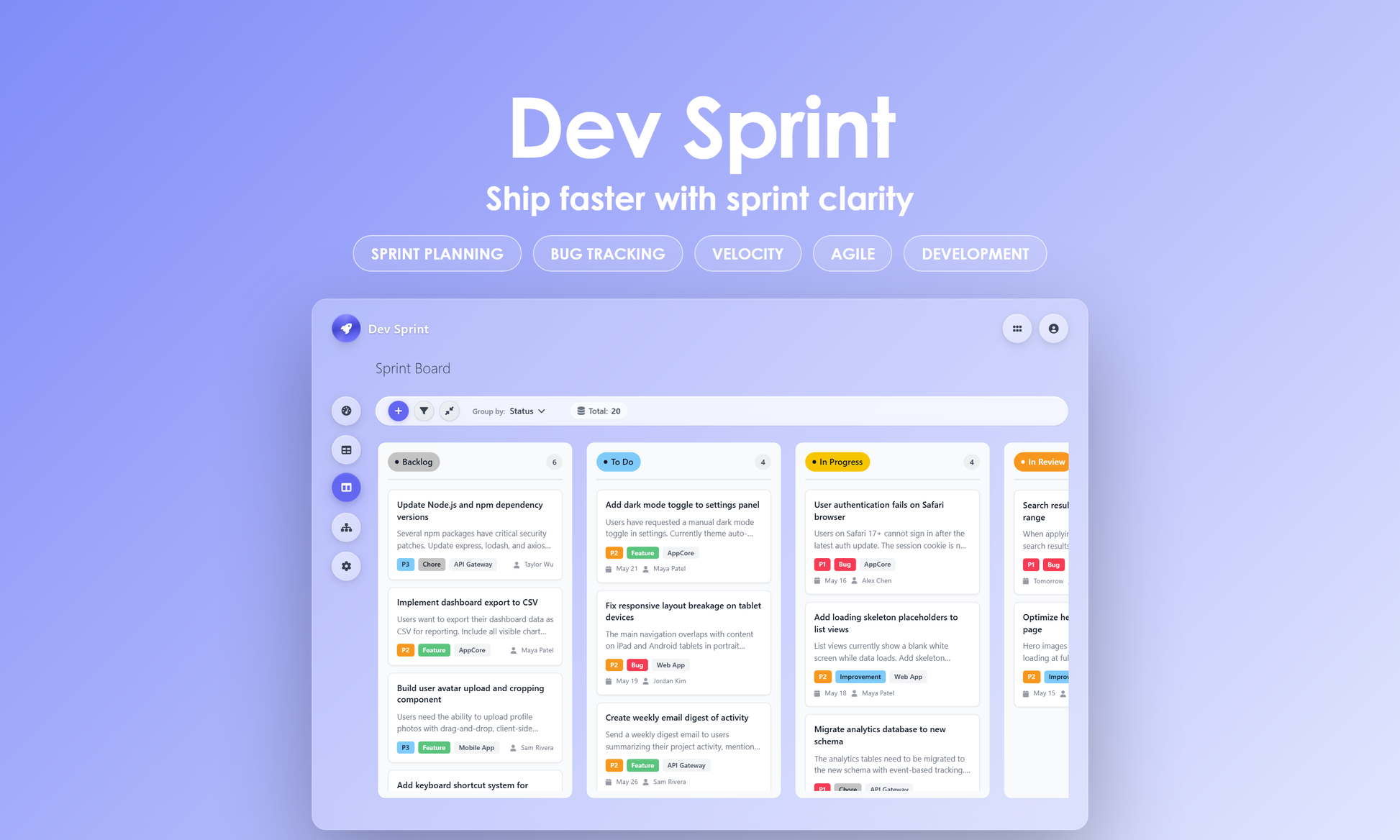 Dev Sprint - kanban