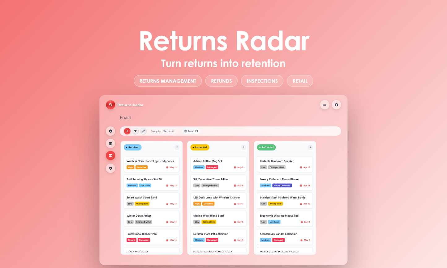 Returns Radar - Kanban