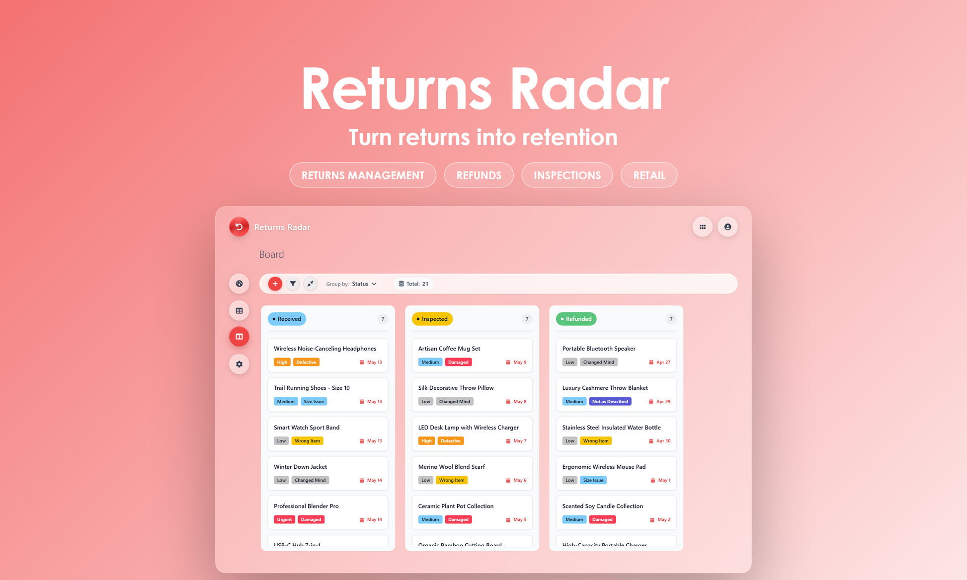 Returns Radar - Kanban