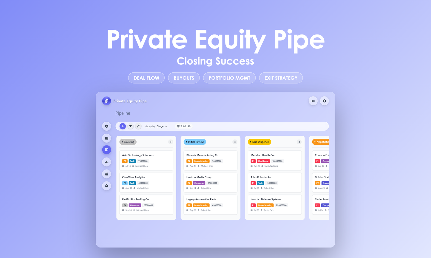 Private Equity Pipe - Kanban
