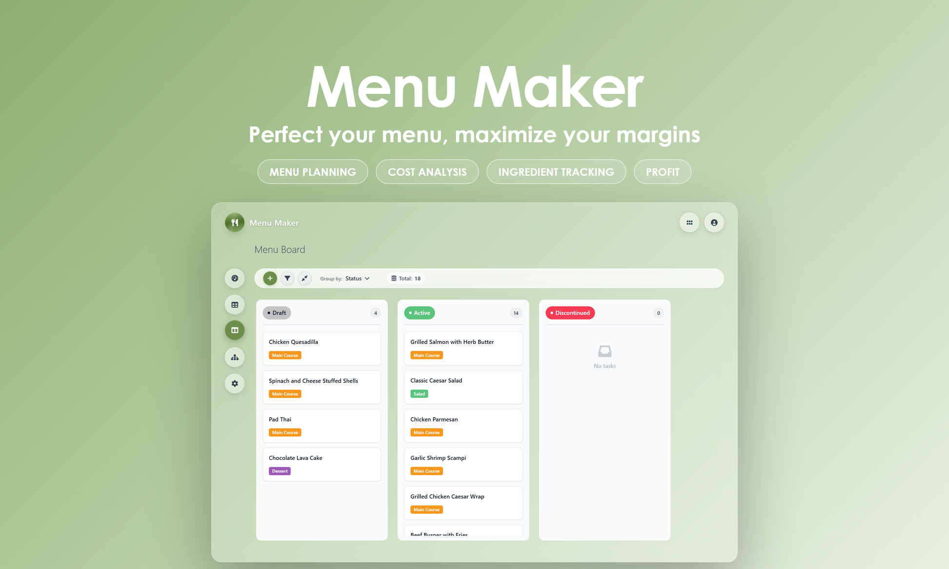Menu Maker - Kanban