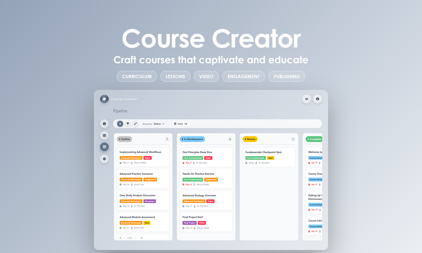 Course Creator - kanban