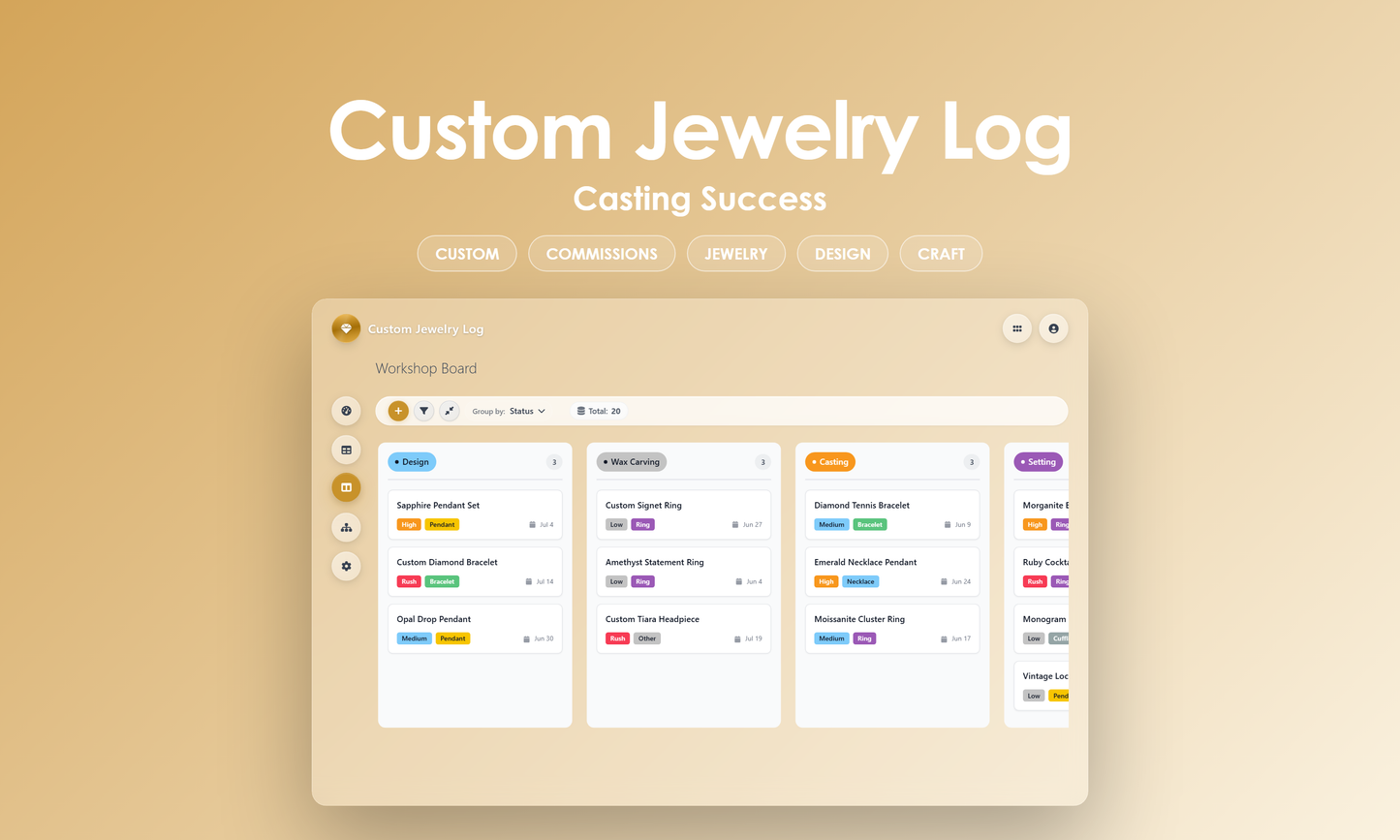Custom Jewelry Log - Kanban