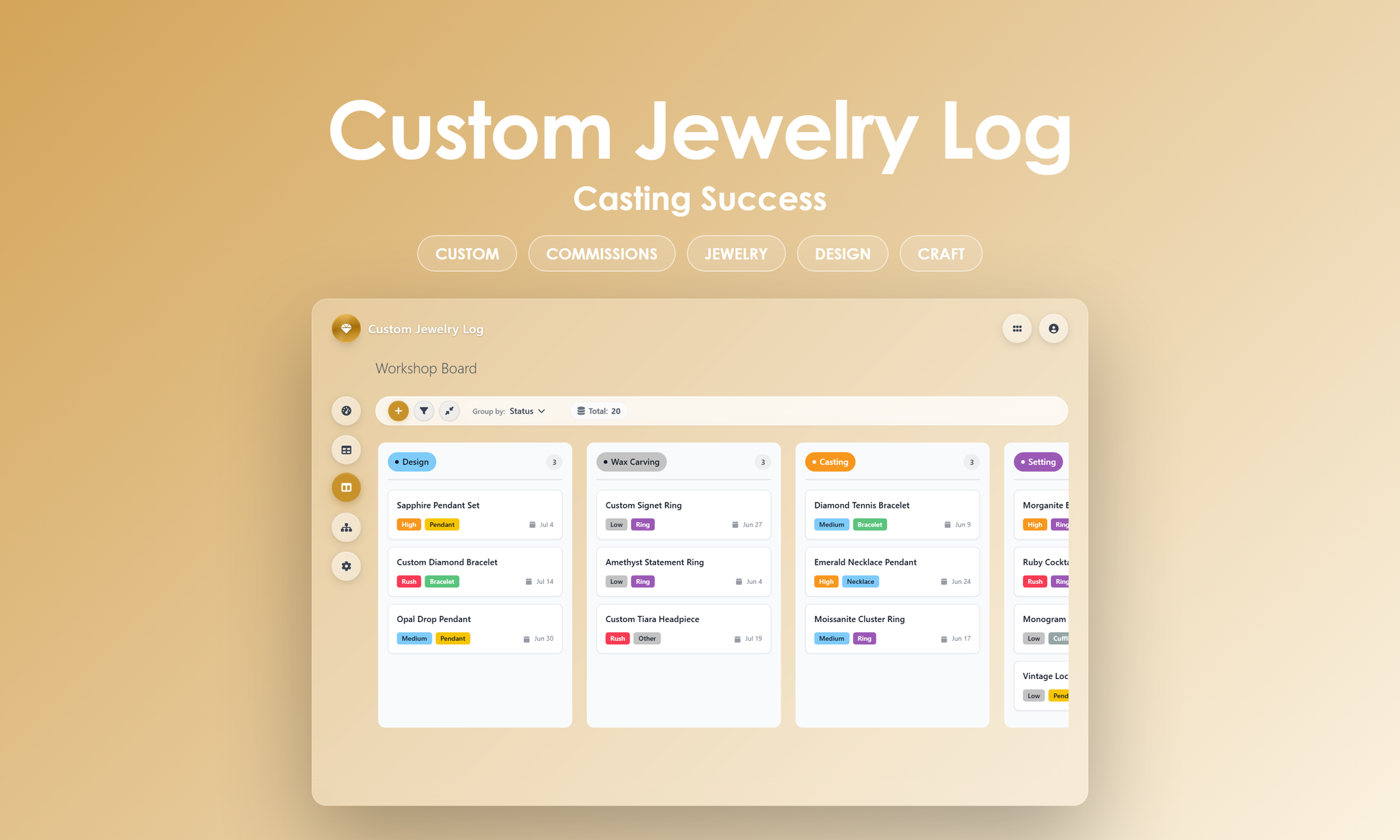 Custom Jewelry Log - Kanban