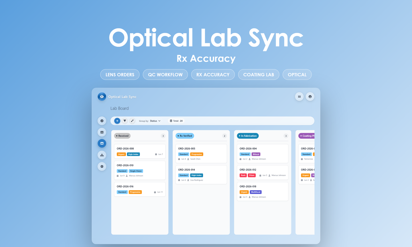 Optical Lab Sync - Kanban