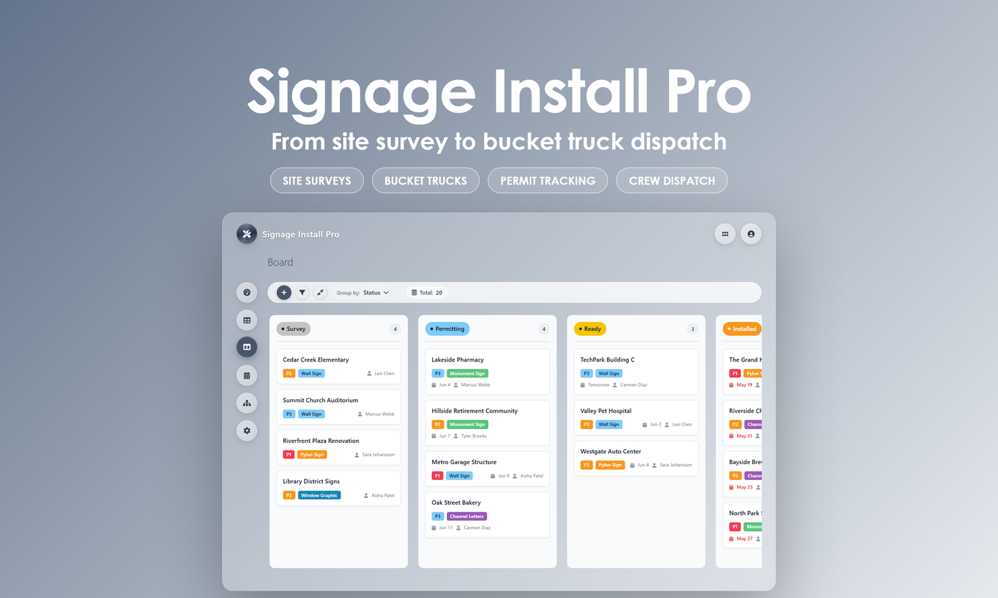 Signage Install Pro - Kanban
