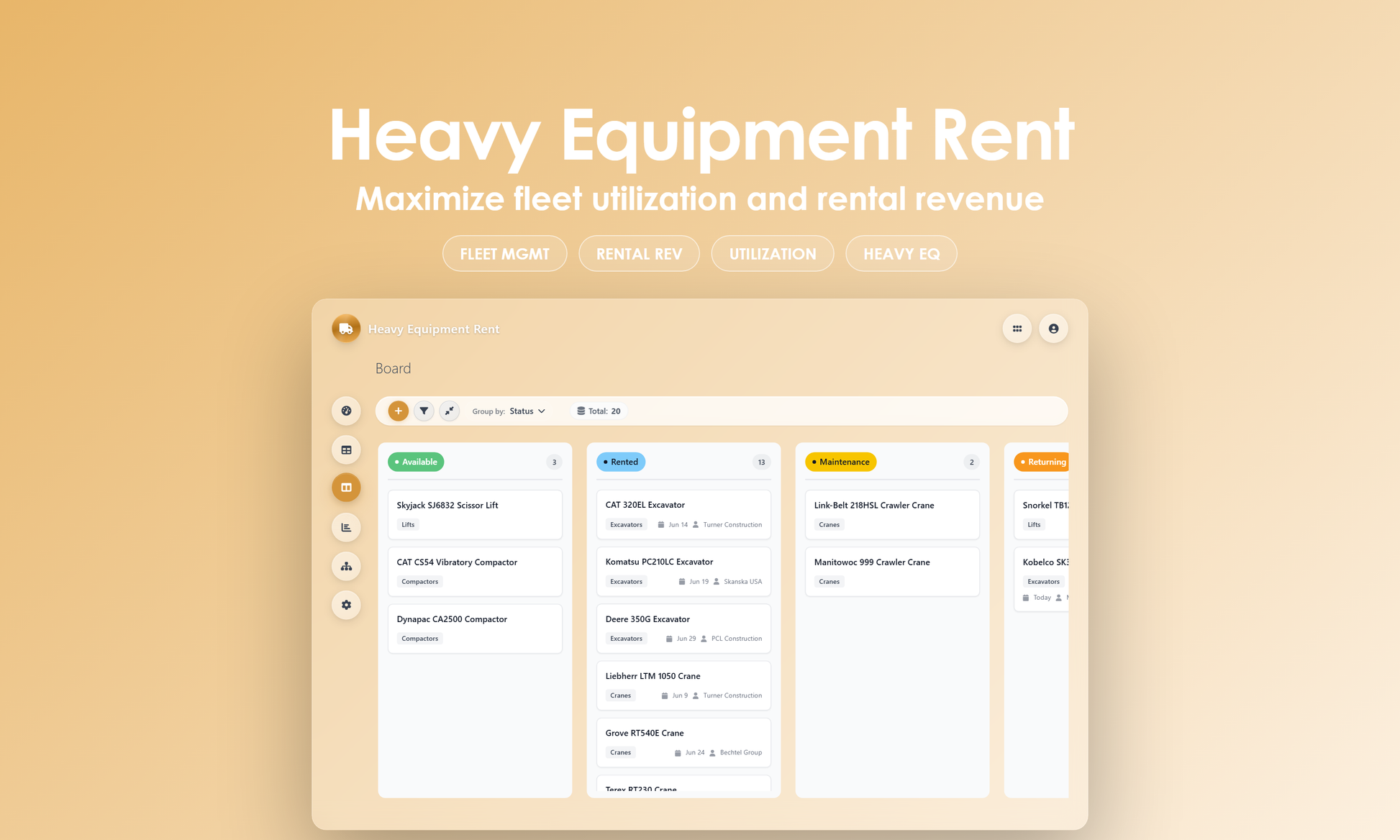 Heavy Equipment Rent - Kanban