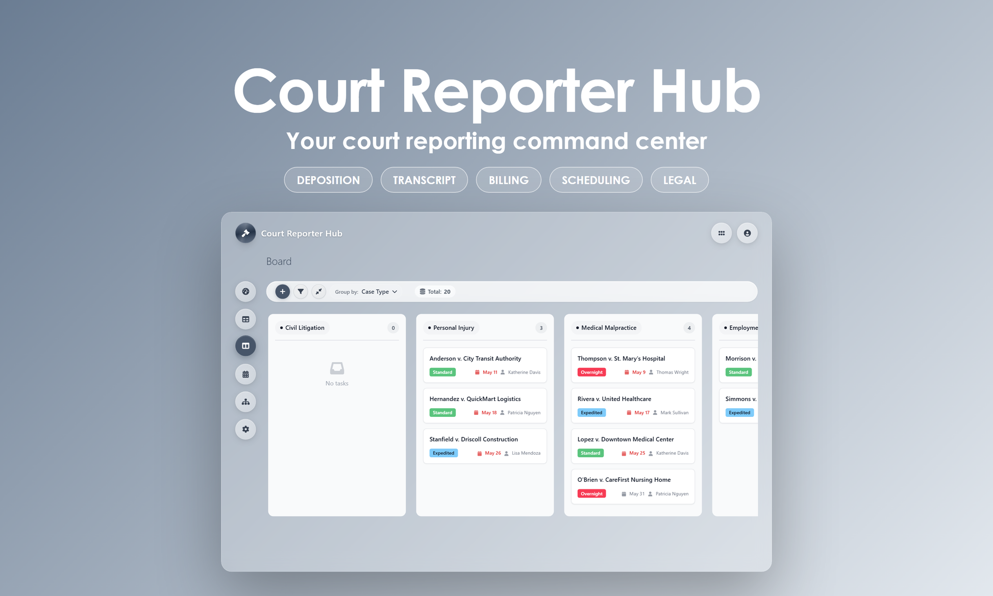 Court Reporter Hub - Kanban