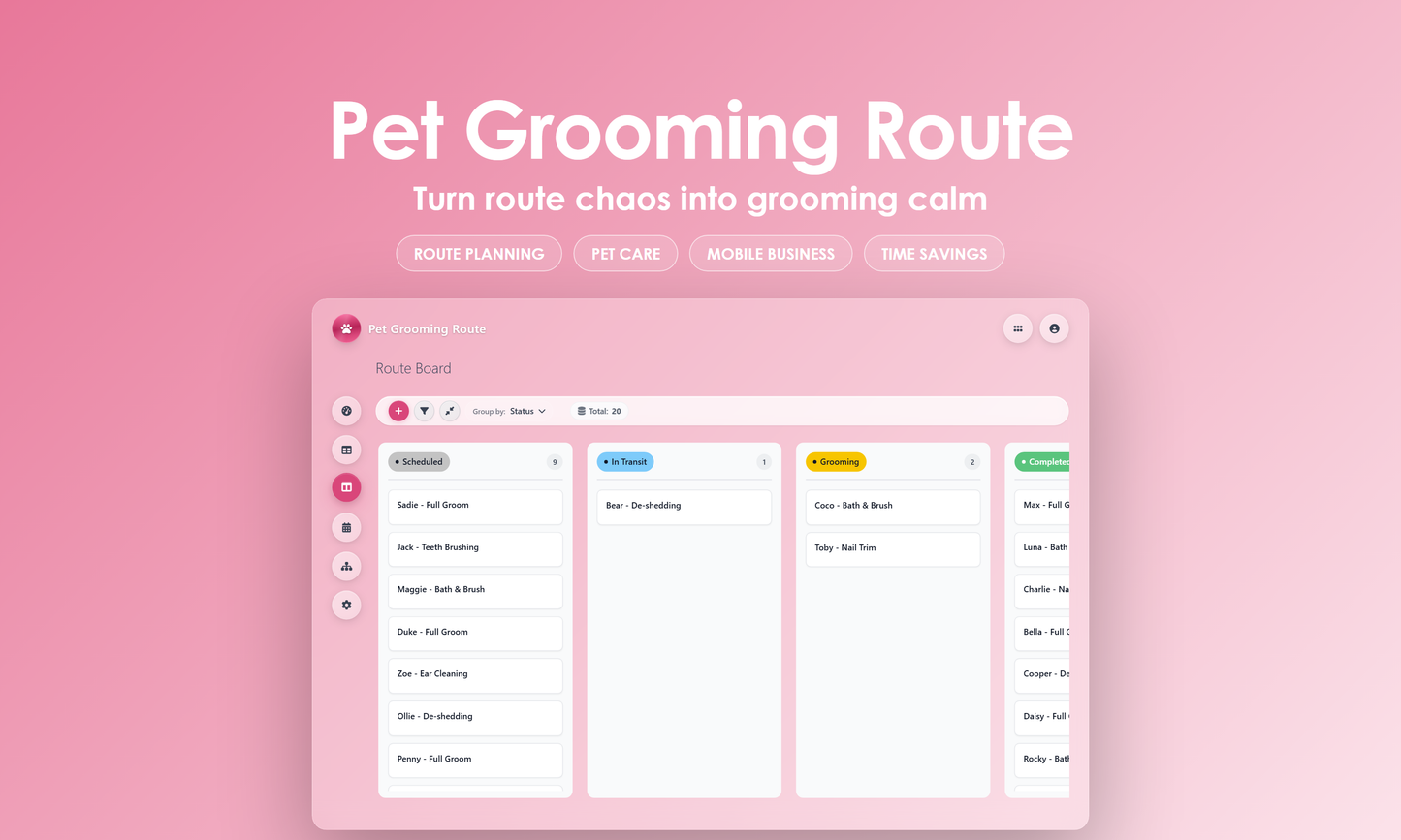 Pet Grooming Route - Kanban