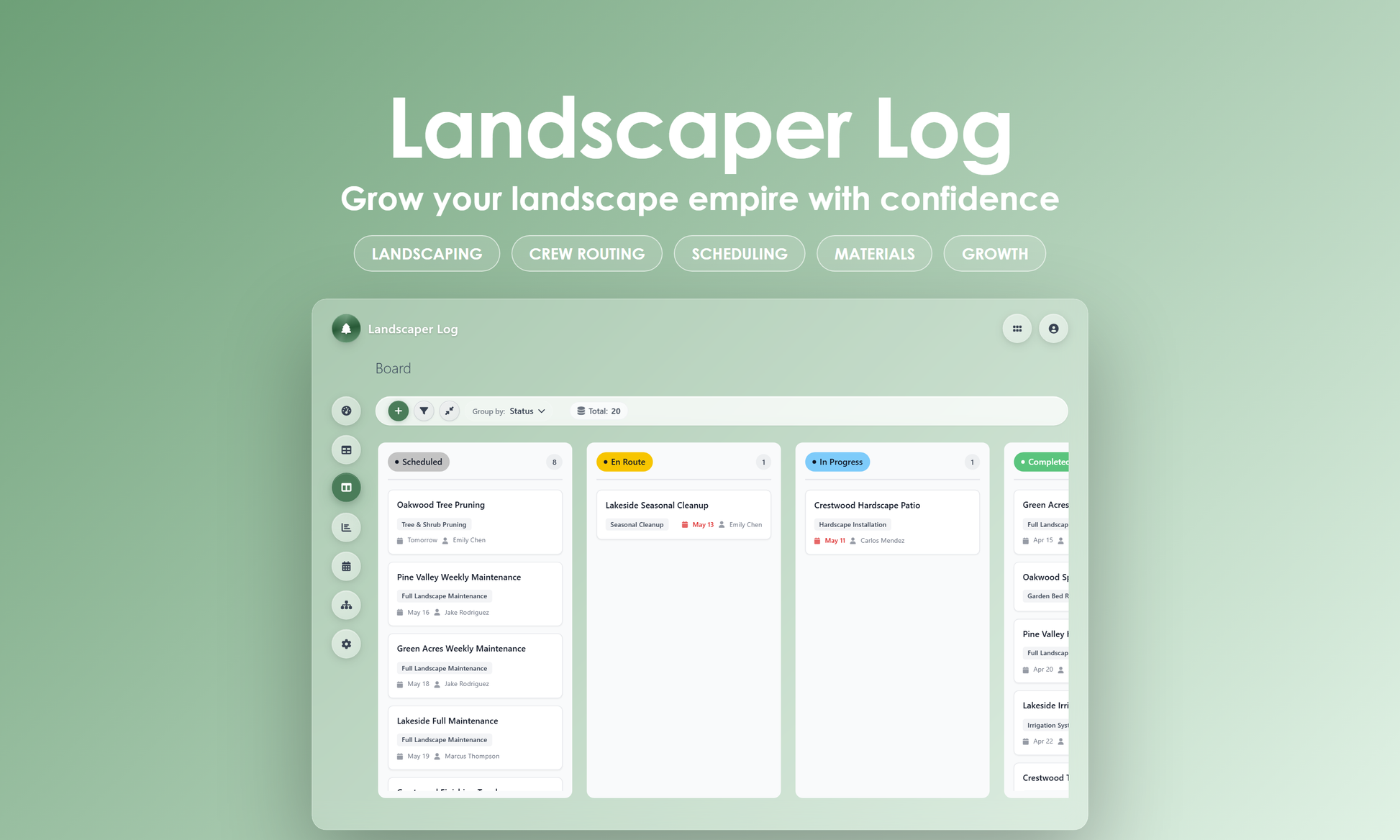 Landscaper Log - Kanban