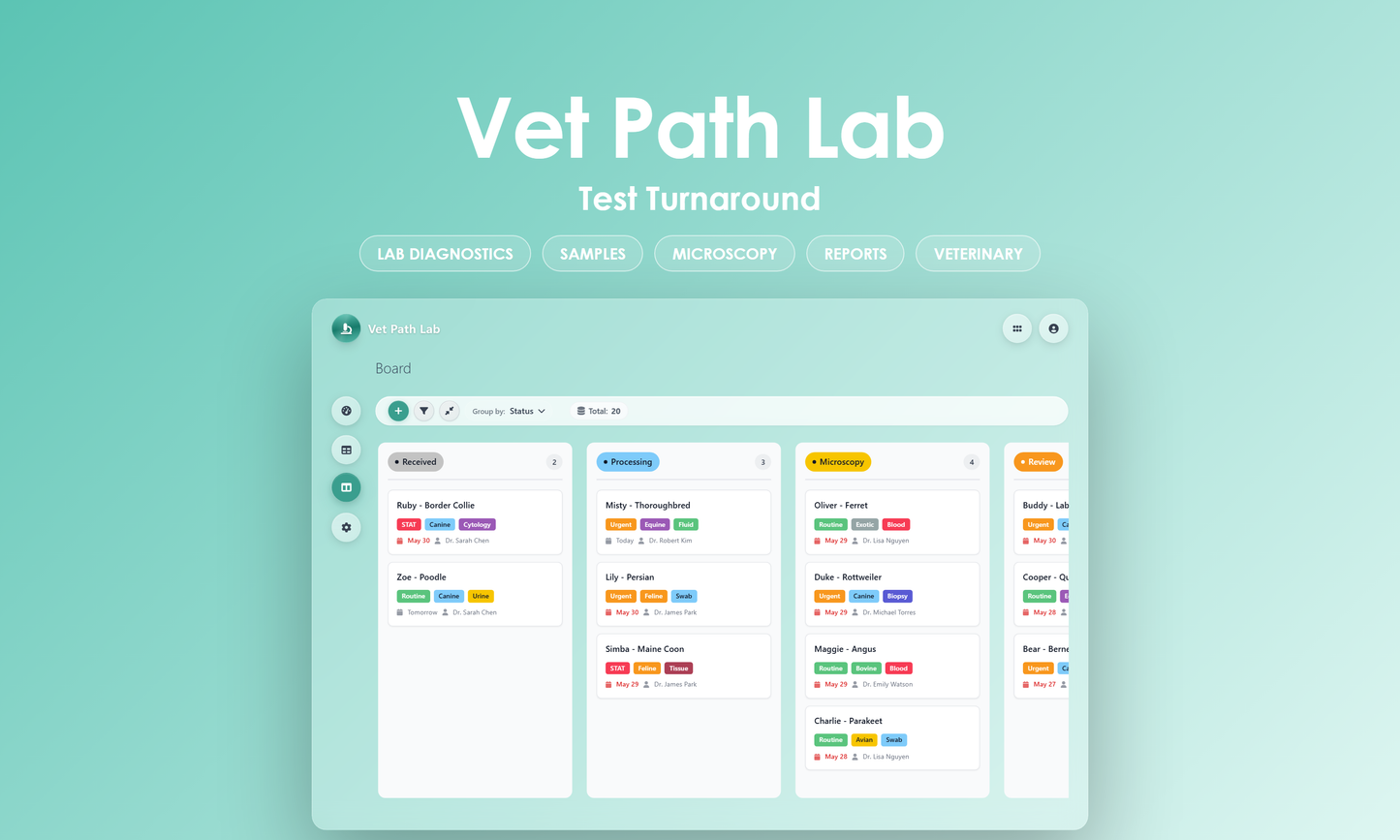 Vet Path Lab - Kanban
