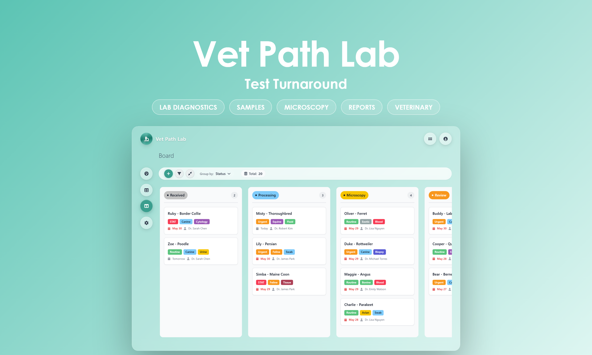 Vet Path Lab - Kanban