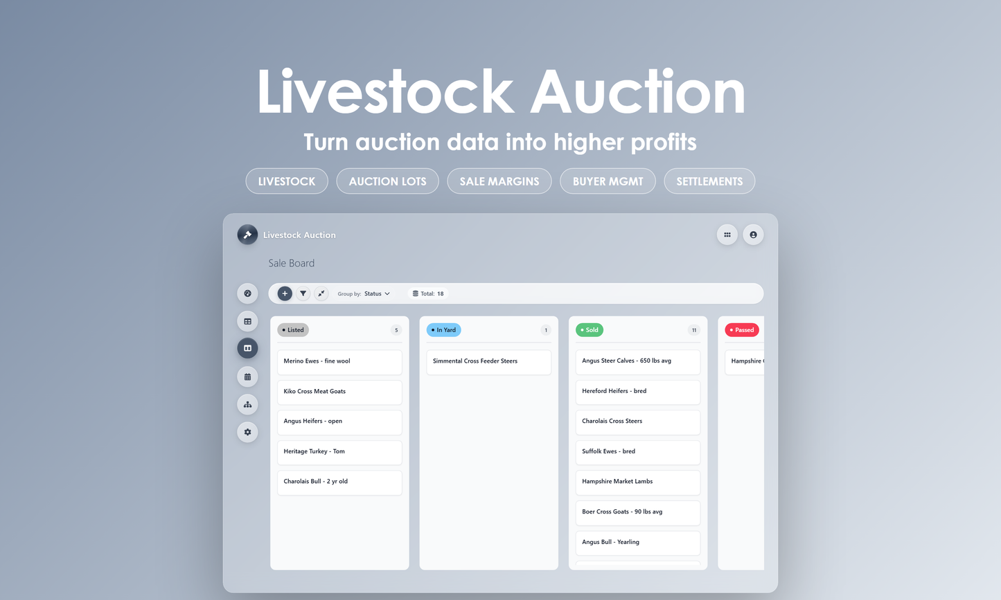 Livestock Auction - Kanban