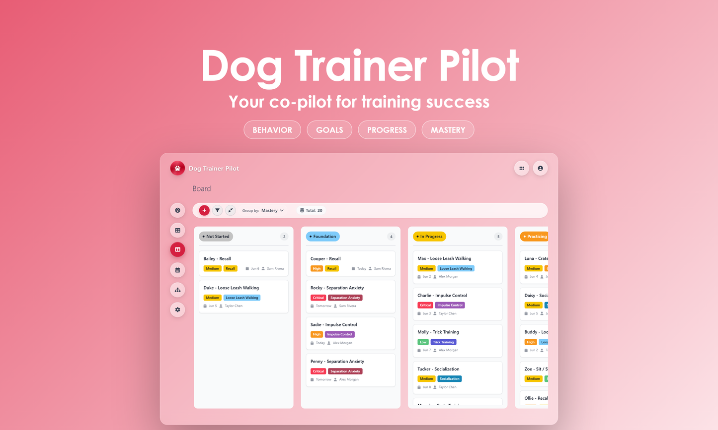 Dog Trainer Pilot - Kanban