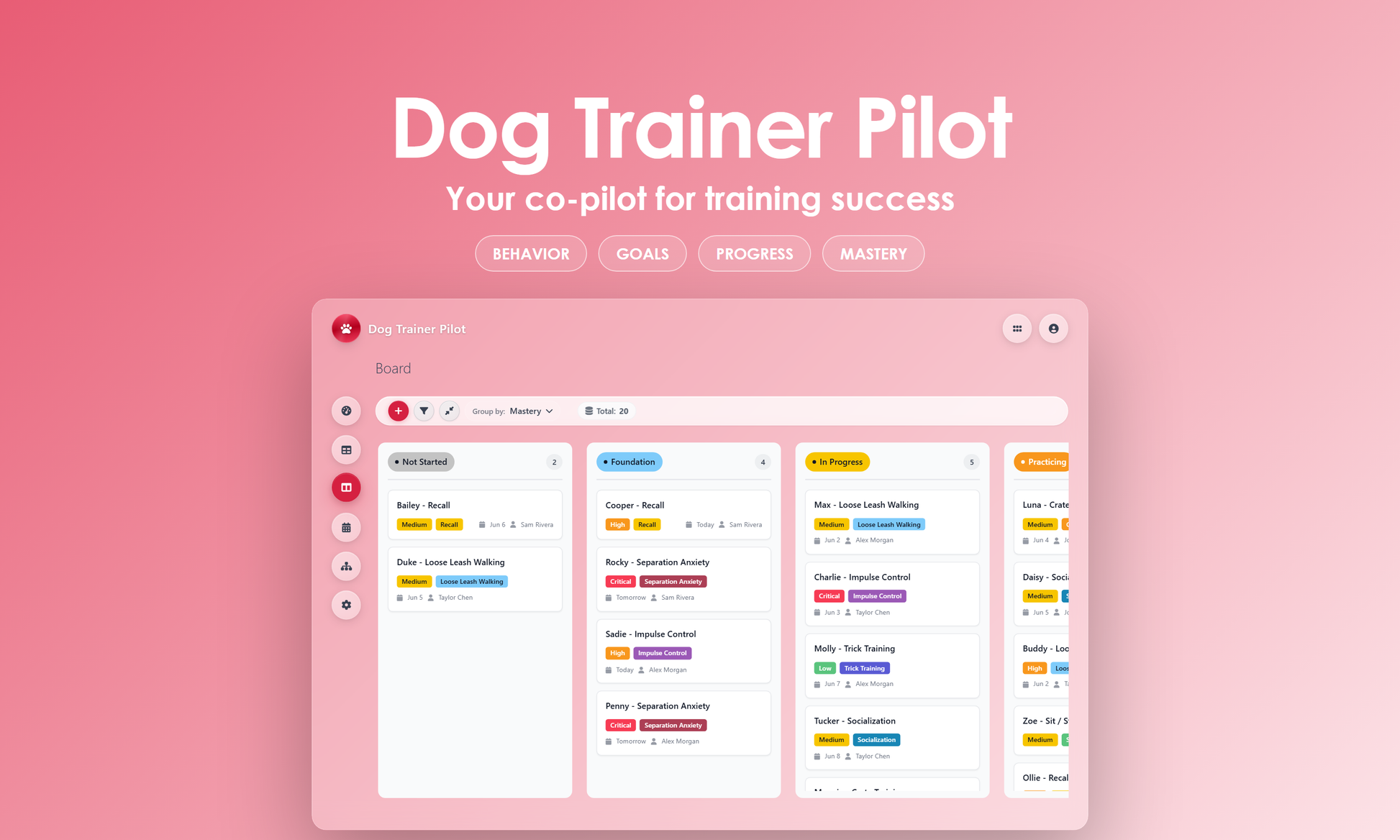 Dog Trainer Pilot - Kanban