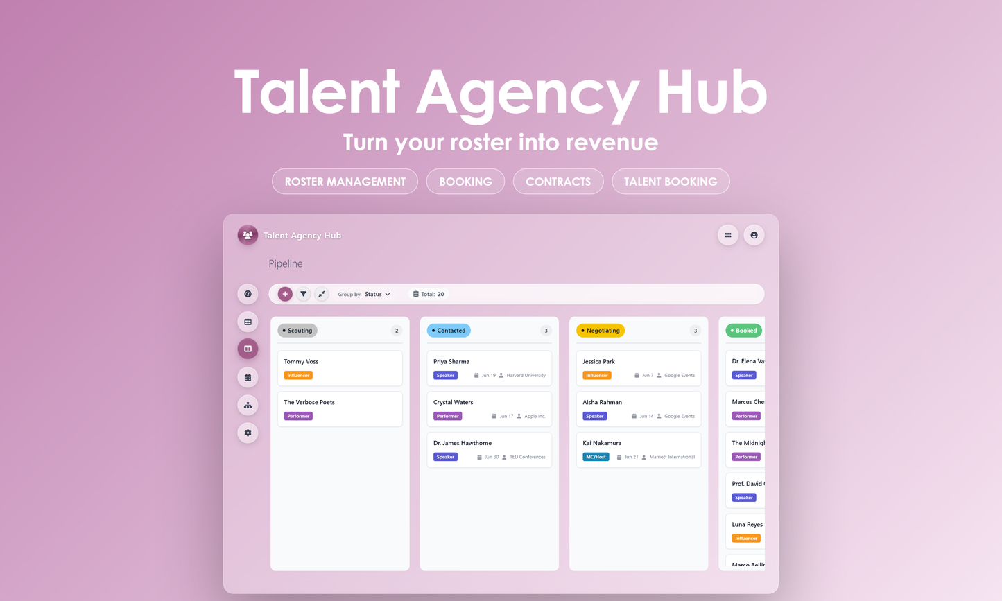 Talent Agency Hub - Kanban
