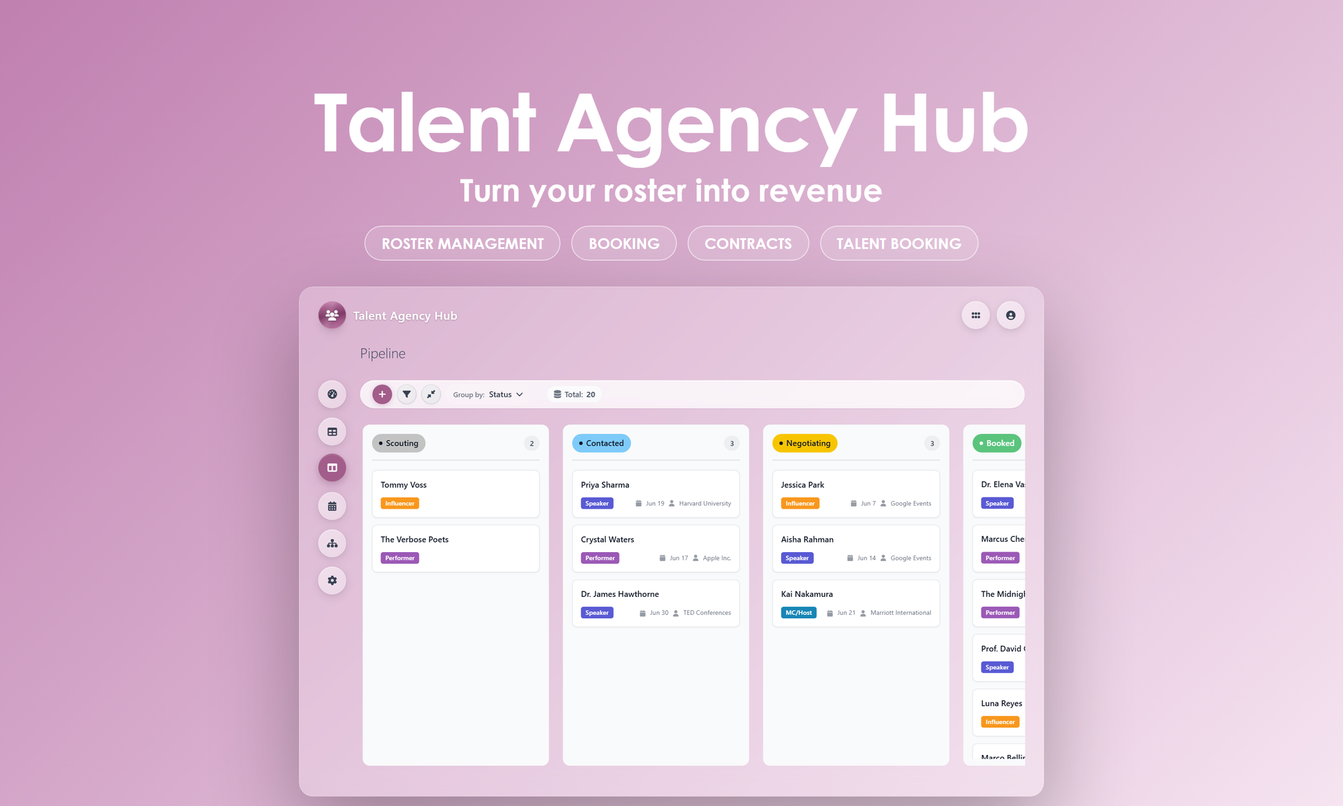 Talent Agency Hub - Kanban