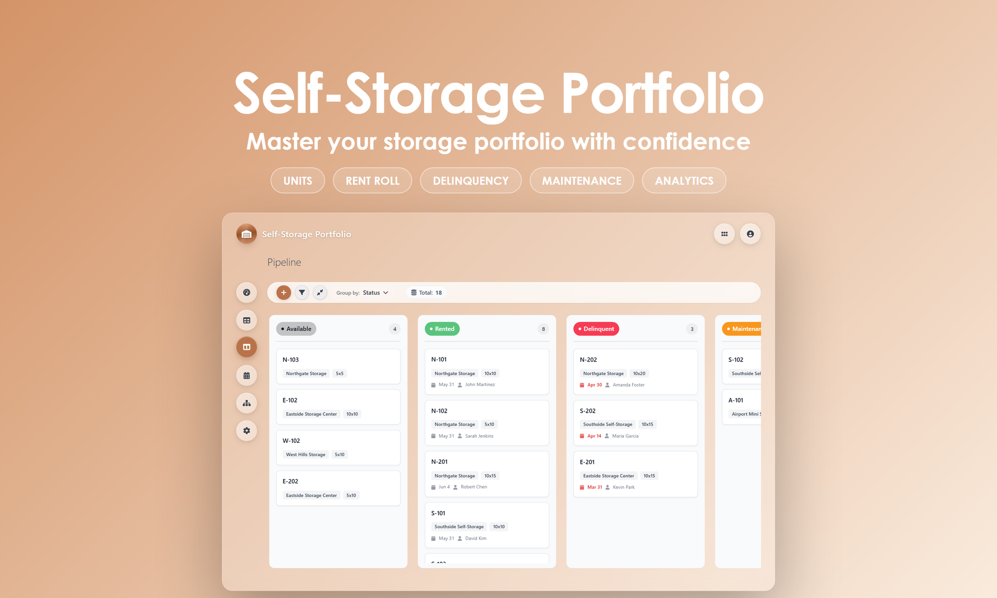 Self-Storage Portfolio - Kanban