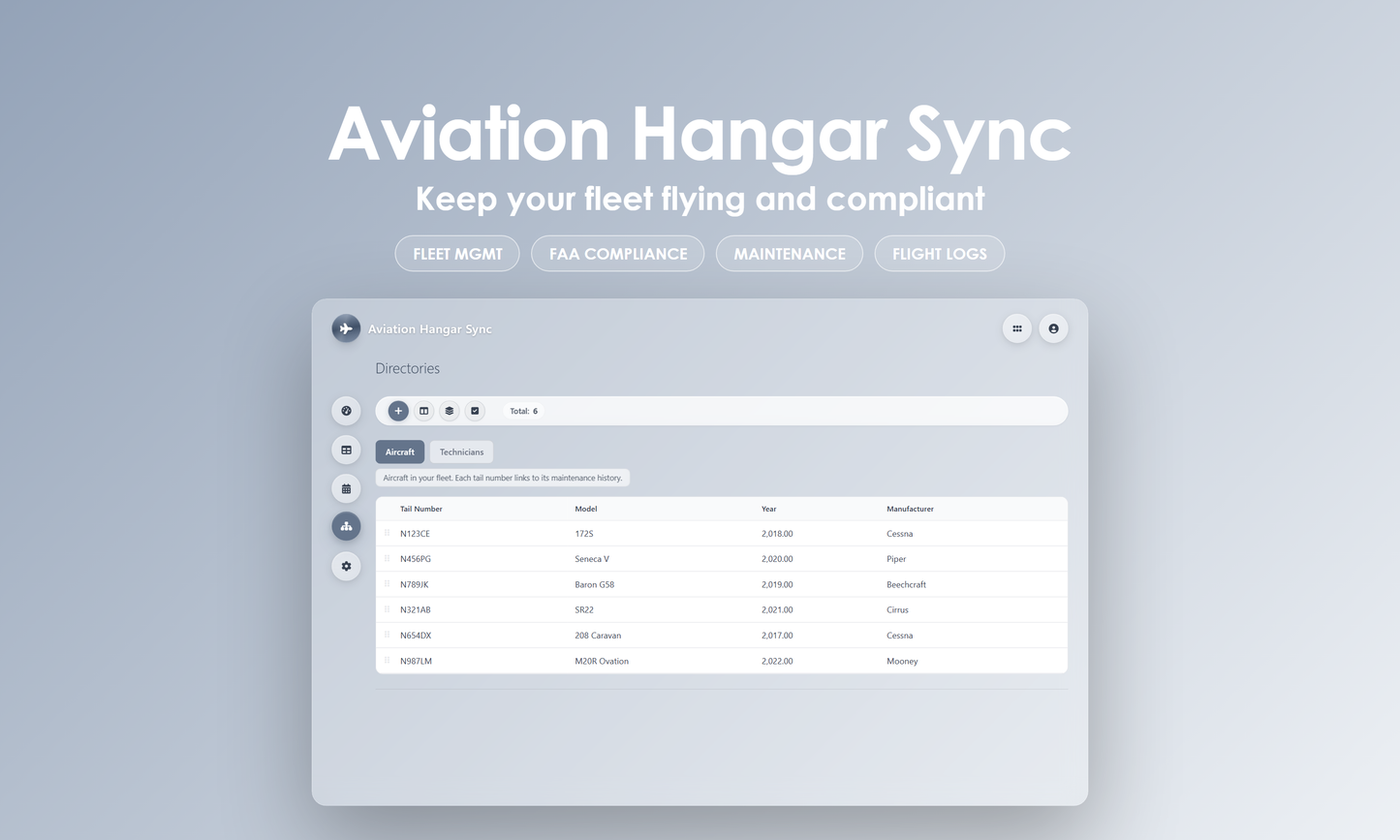 Aviation Hangar Sync - Manage