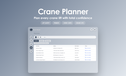 Crane Planner - Manage