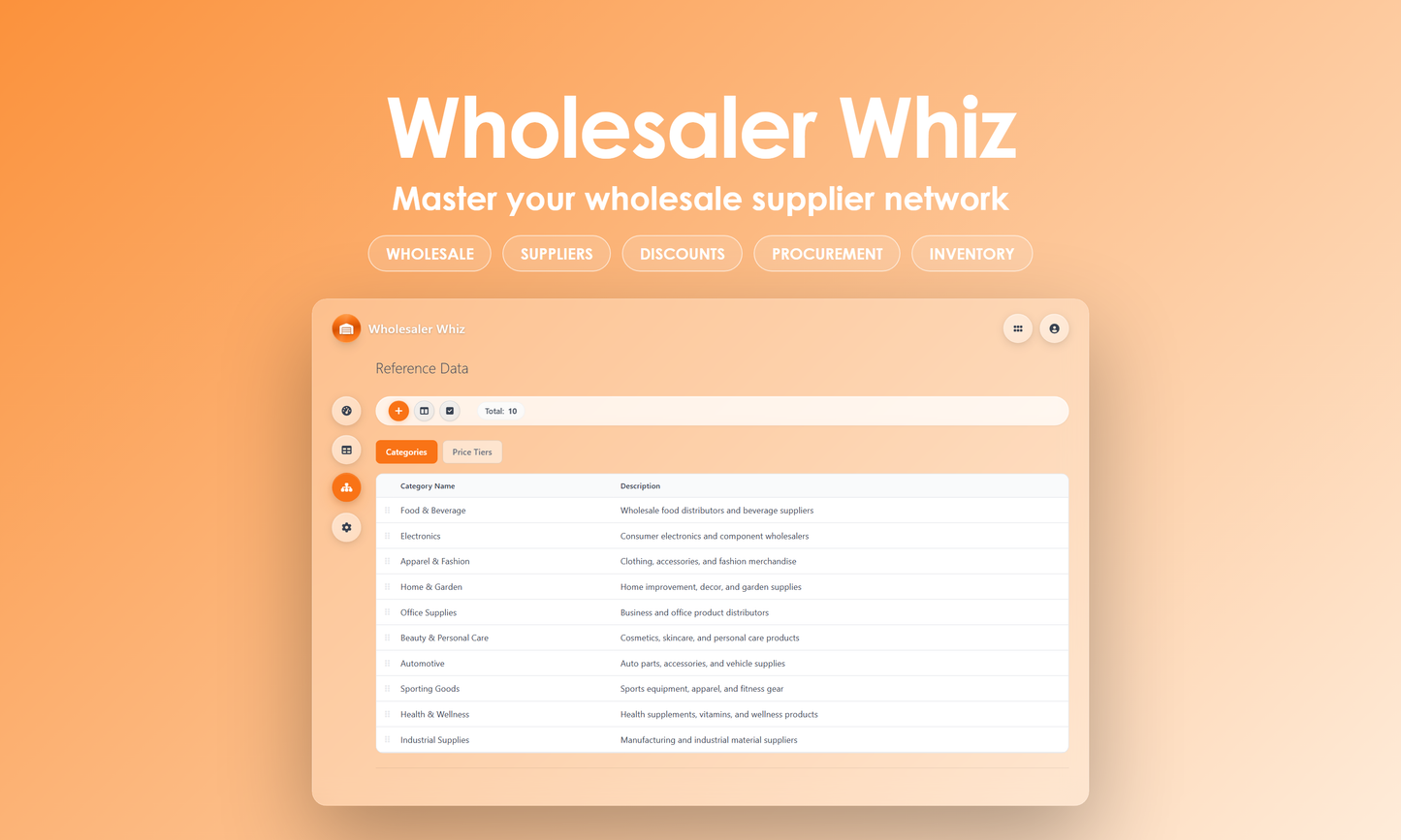 Wholesaler Whiz - Manage